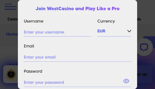 West Casino Sign Up Process