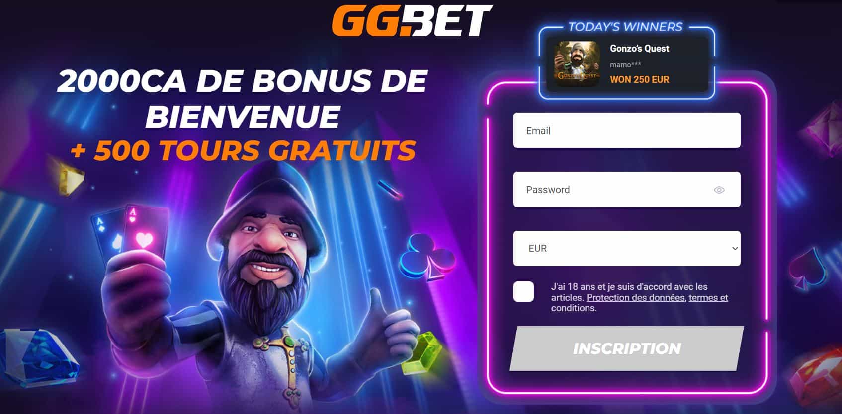ggbet casino bonus de bienvenue