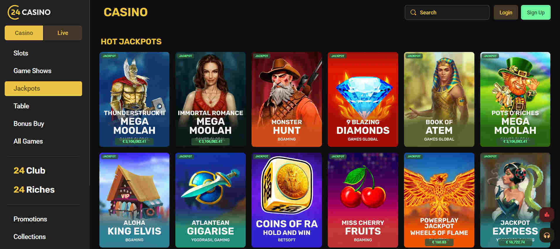 24casino.com jackpots