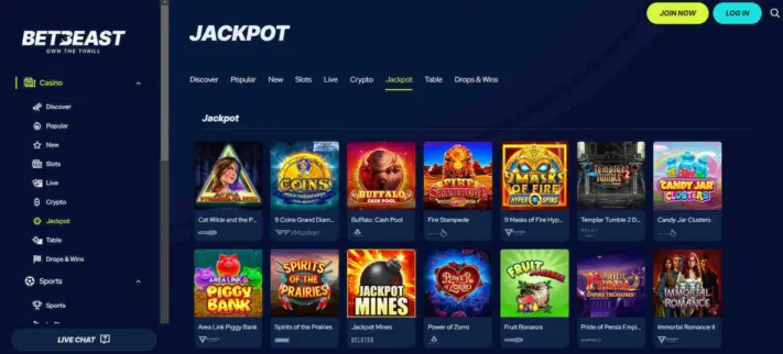 BetBeast Casino jackpot