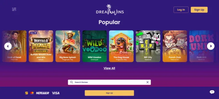 Popular games at DreamWins Casino