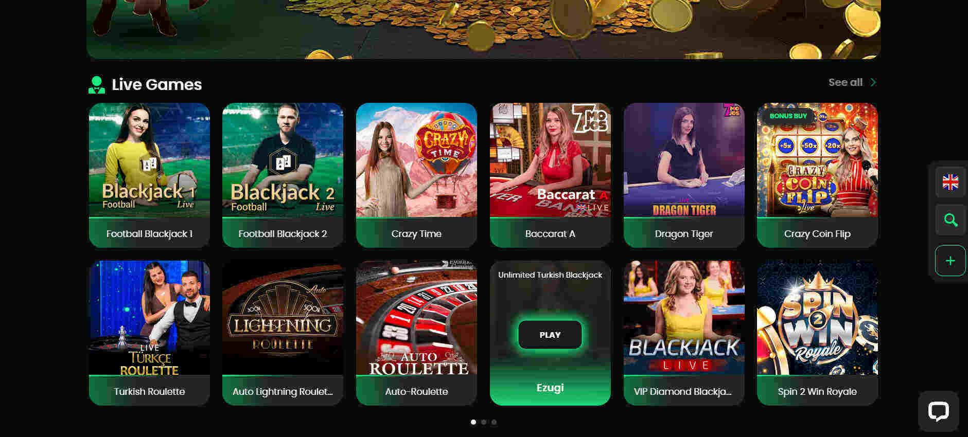 Zip Casino live games