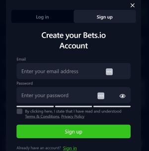 Bets.io Sign Up