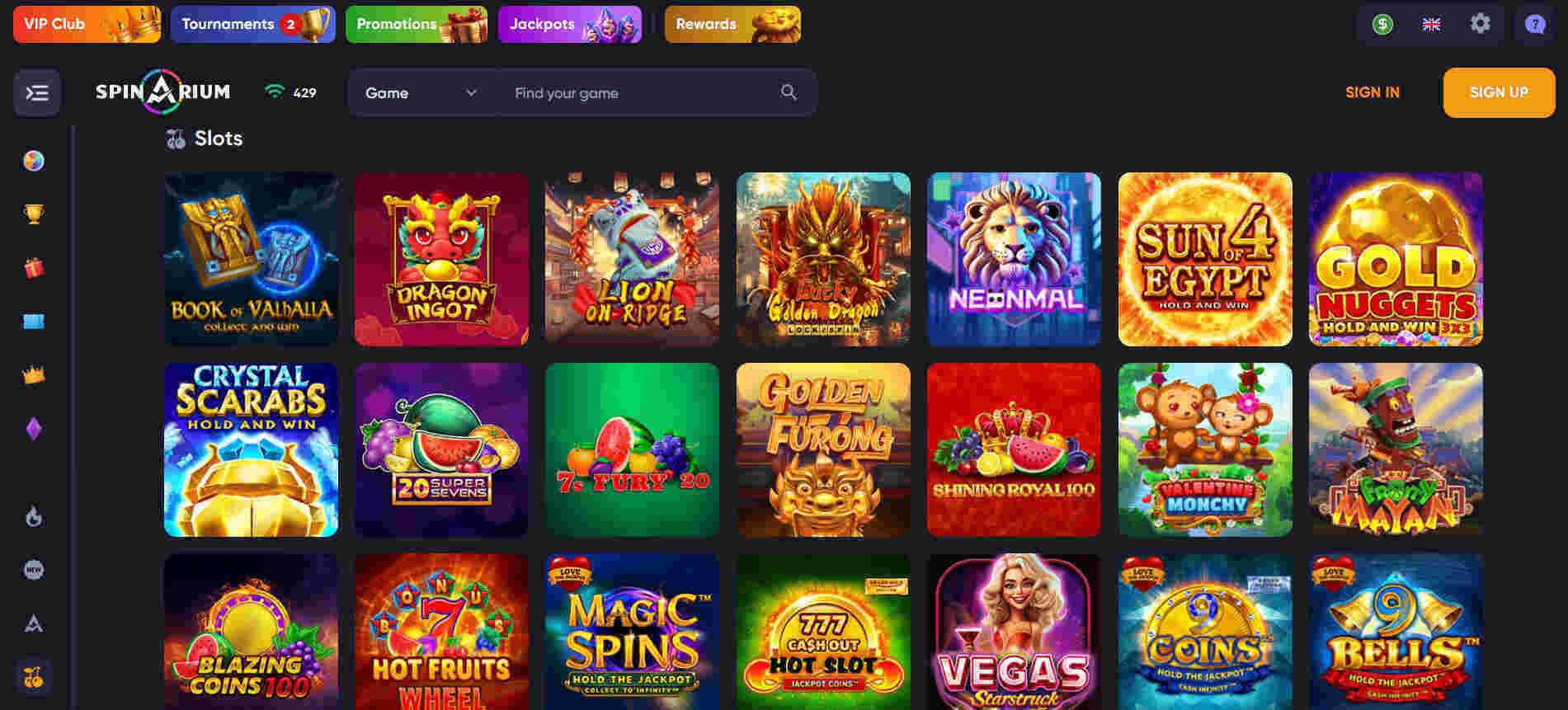 Spinarium casino popular games