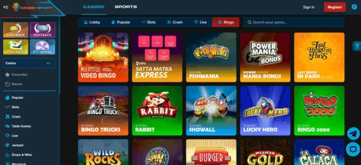 Kings of Sport Casino bingo games