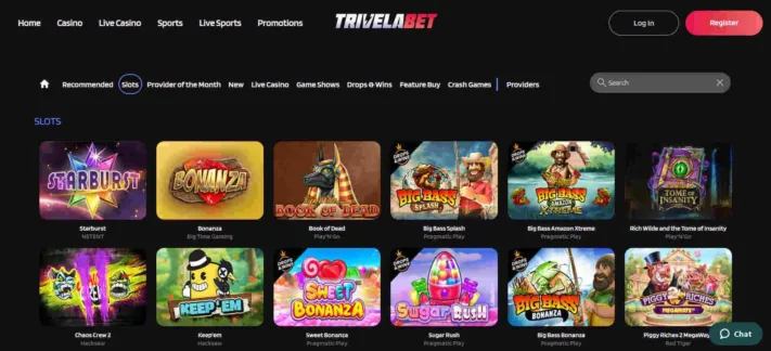 Trivelabet casino slot games