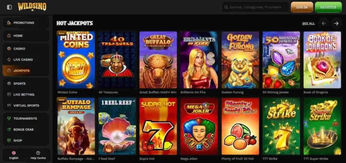 Wildsino hot jackpot games