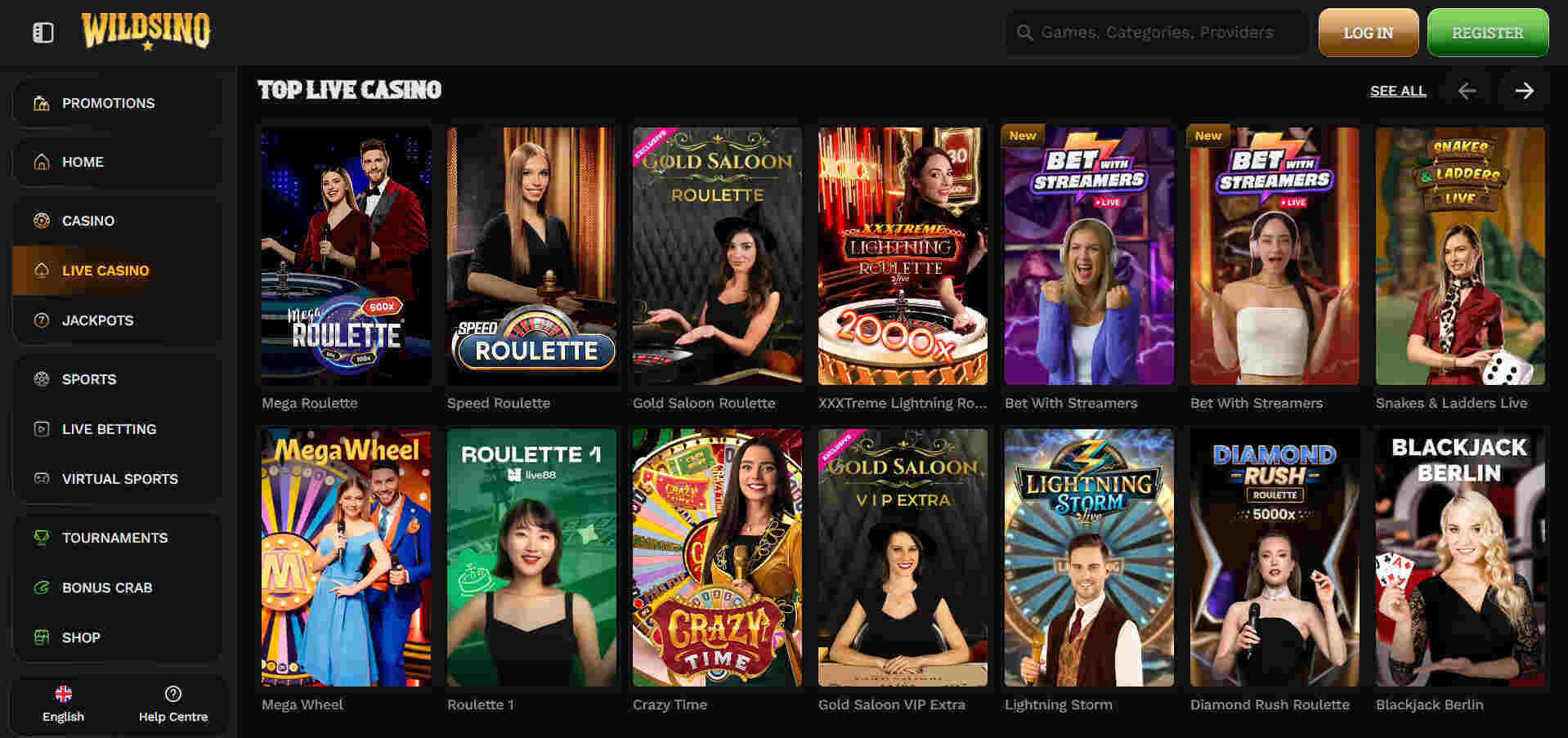 Wildsino live casino games