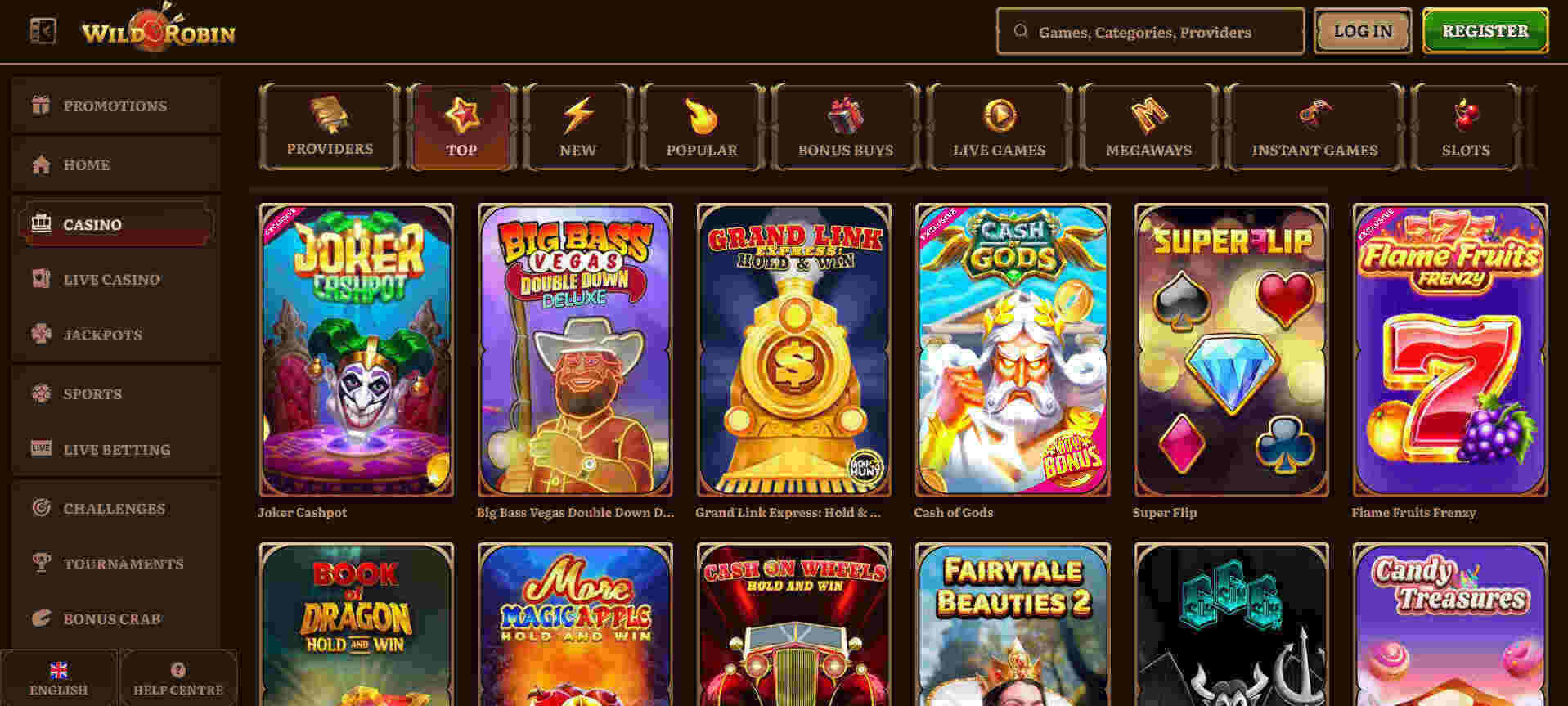 Wild Robin Casino top games