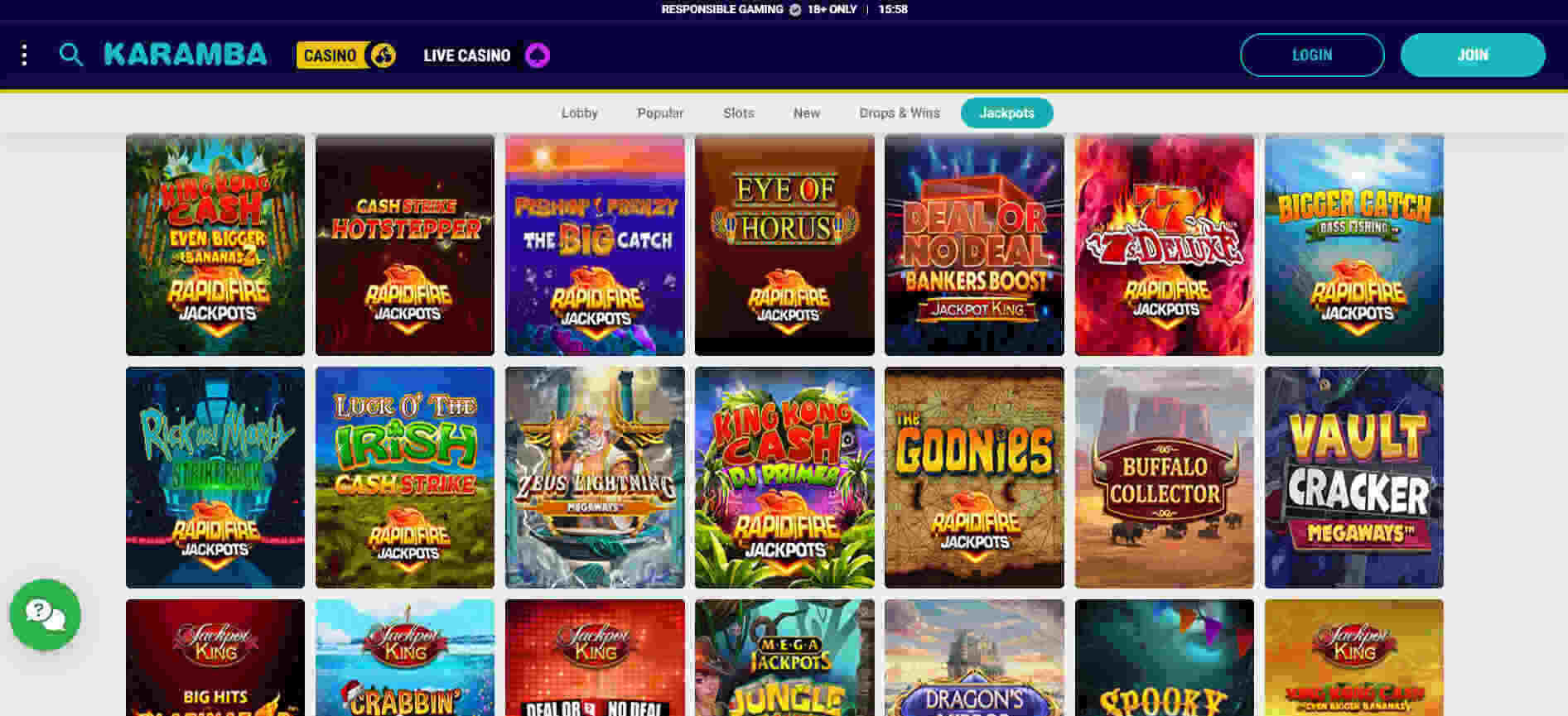 Karamba Casino jackpots