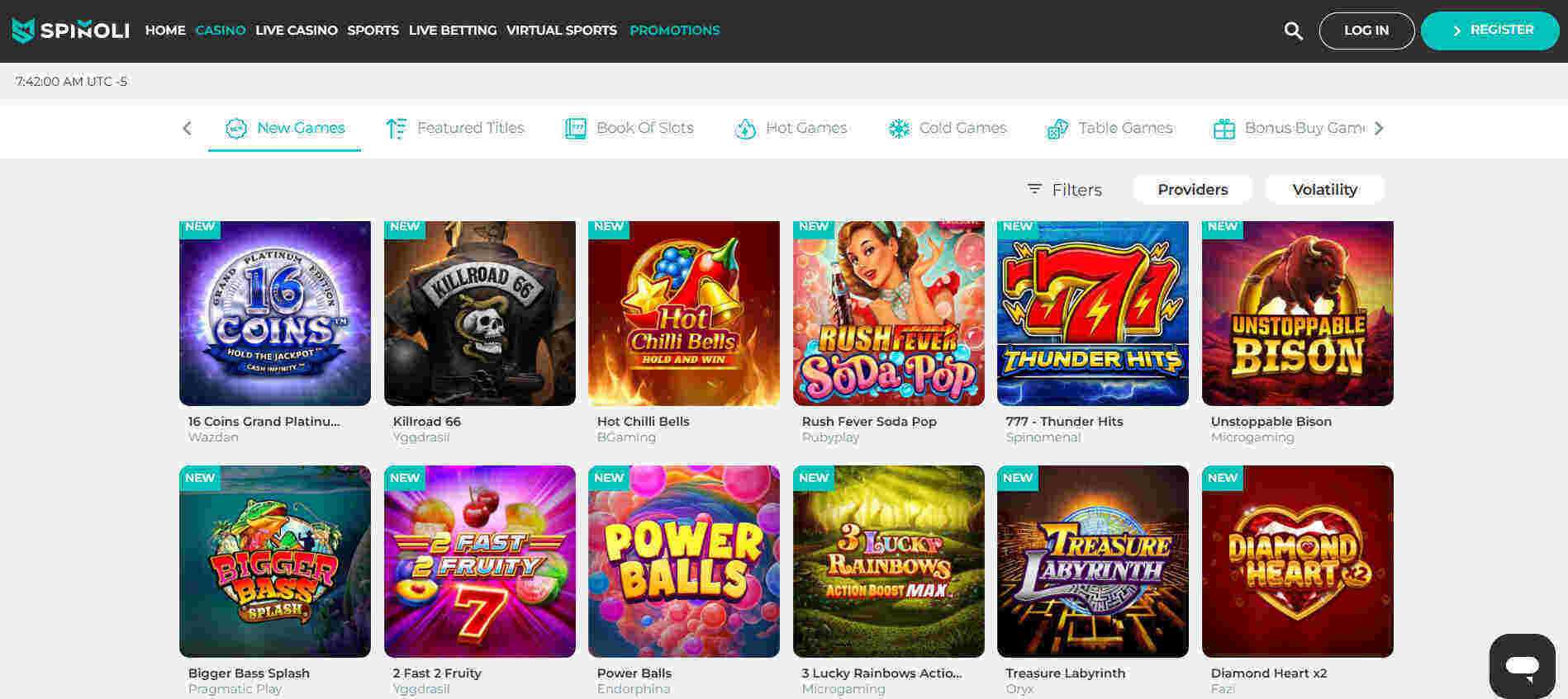 Spinoli Casino new games